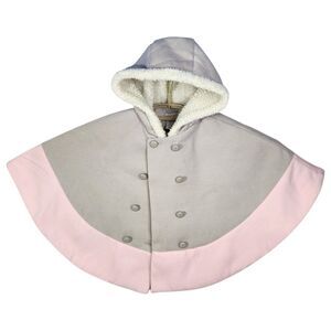 Tahari Hooded Coat Cloak Pancho Cape Lined Girl Size 2T Winter Gray Pink Toddler